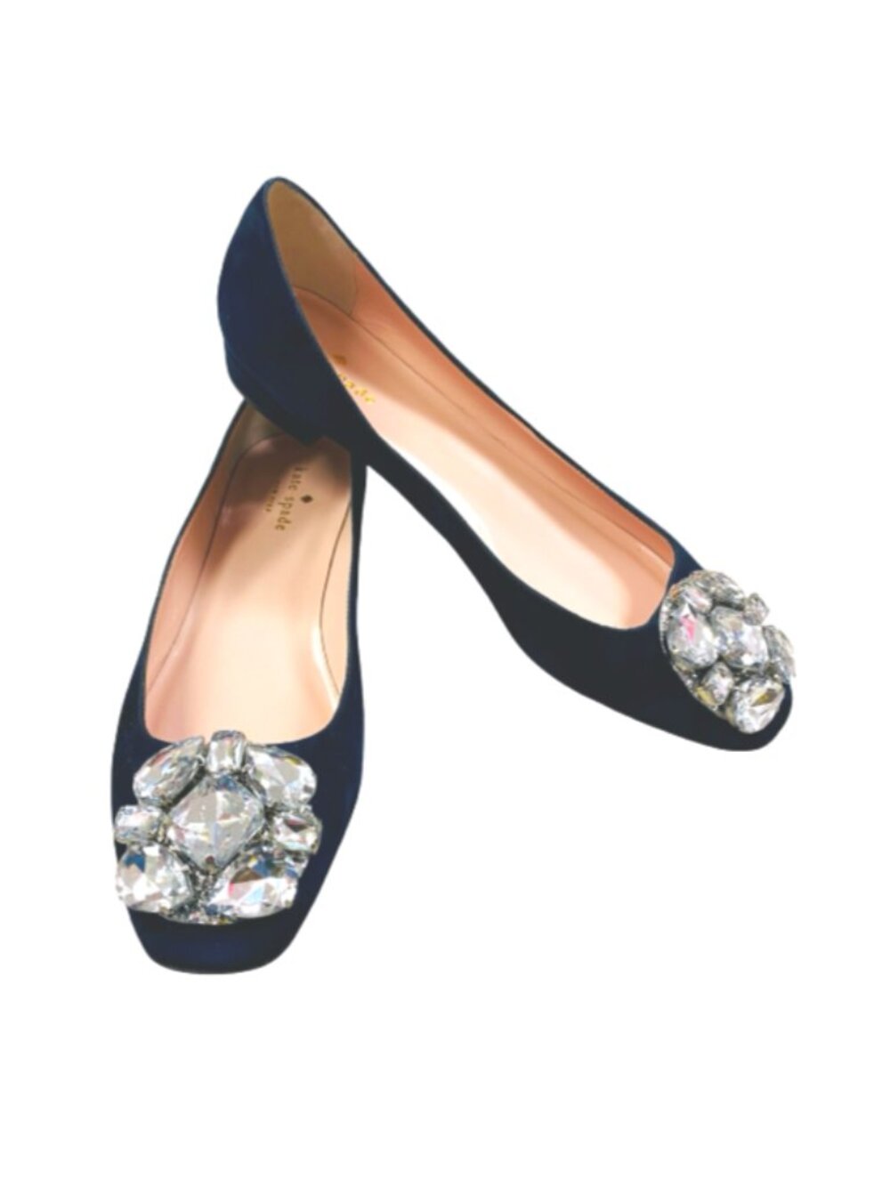 kate spade Navy Jeweled Toe Ballet Flats